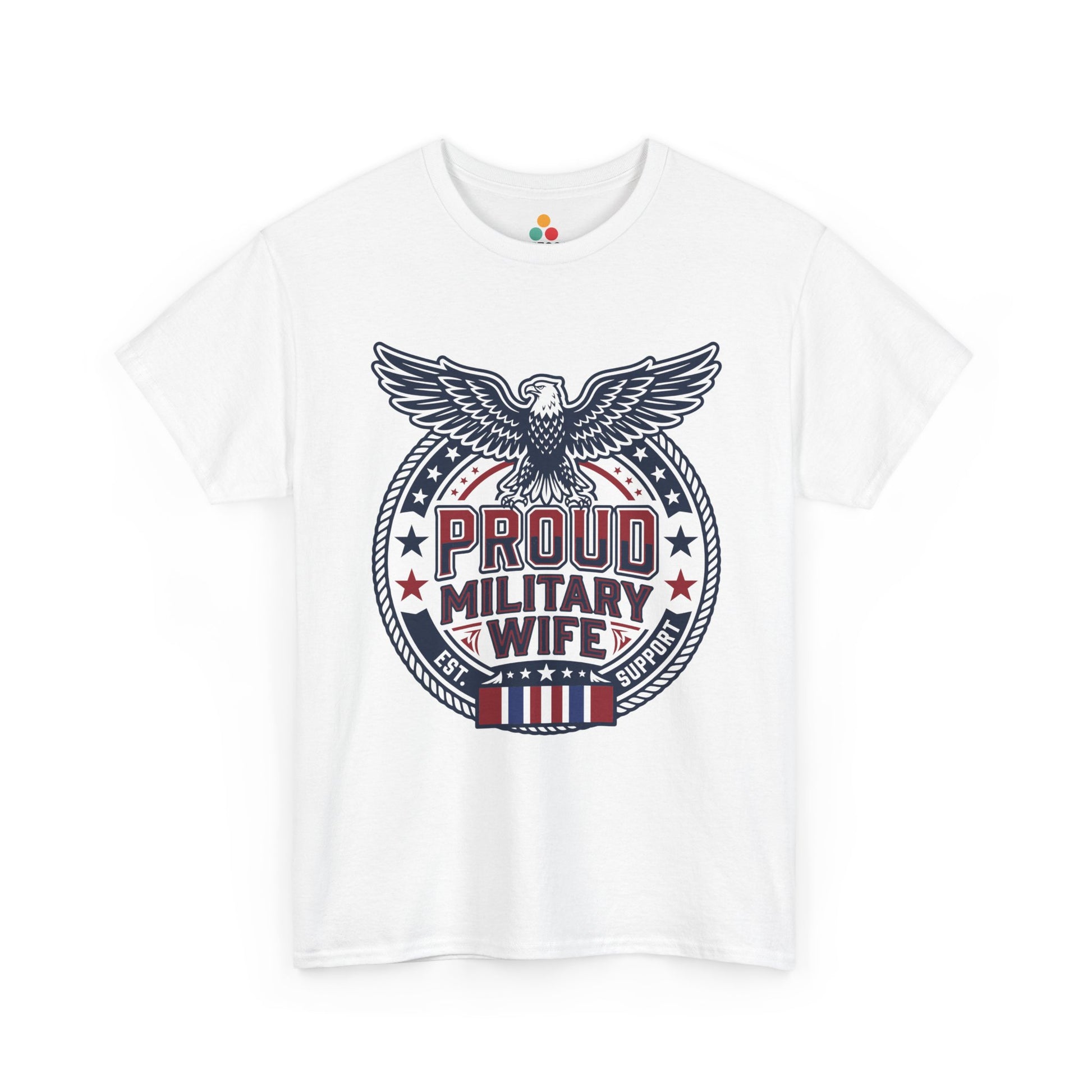 Proud Military Wife white T-Shirt – Retro Patriotic Army Spouse Gift for Women | TEEZOCA 