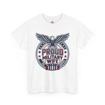Proud Military Wife white T-Shirt – Retro Patriotic Army Spouse Gift for Women | TEEZOCA 