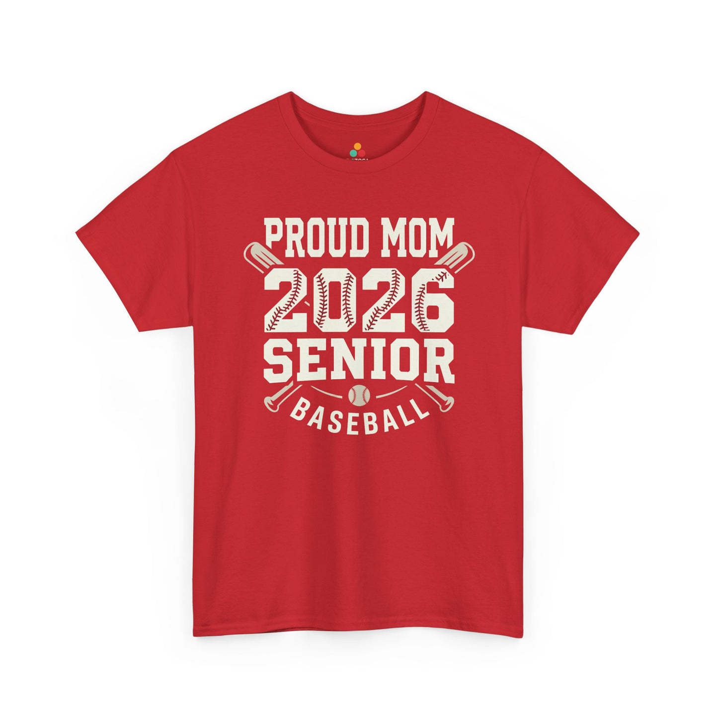 Proud Mom Senior 2026 Baseball Shirt Gift Unisex T-shirt | TEEZOCA Unisex T-shirt made as a baseball mom gift idea with Senior 2026 baseball lettering, bats, and ball accents.
