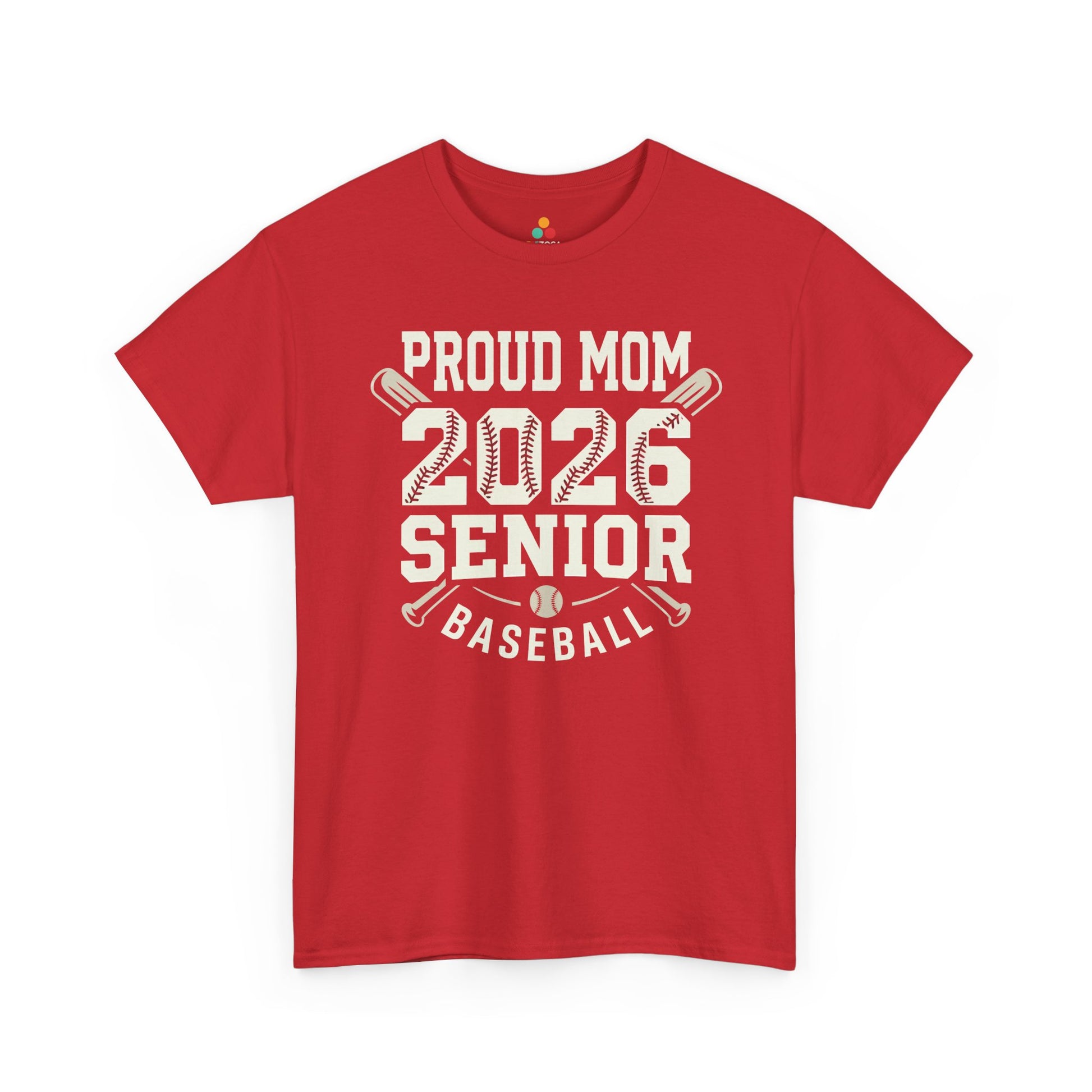 Proud Mom Senior 2026 Baseball Shirt Gift Unisex T-shirt | TEEZOCA Unisex T-shirt made as a baseball mom gift idea with Senior 2026 baseball lettering, bats, and ball accents.
