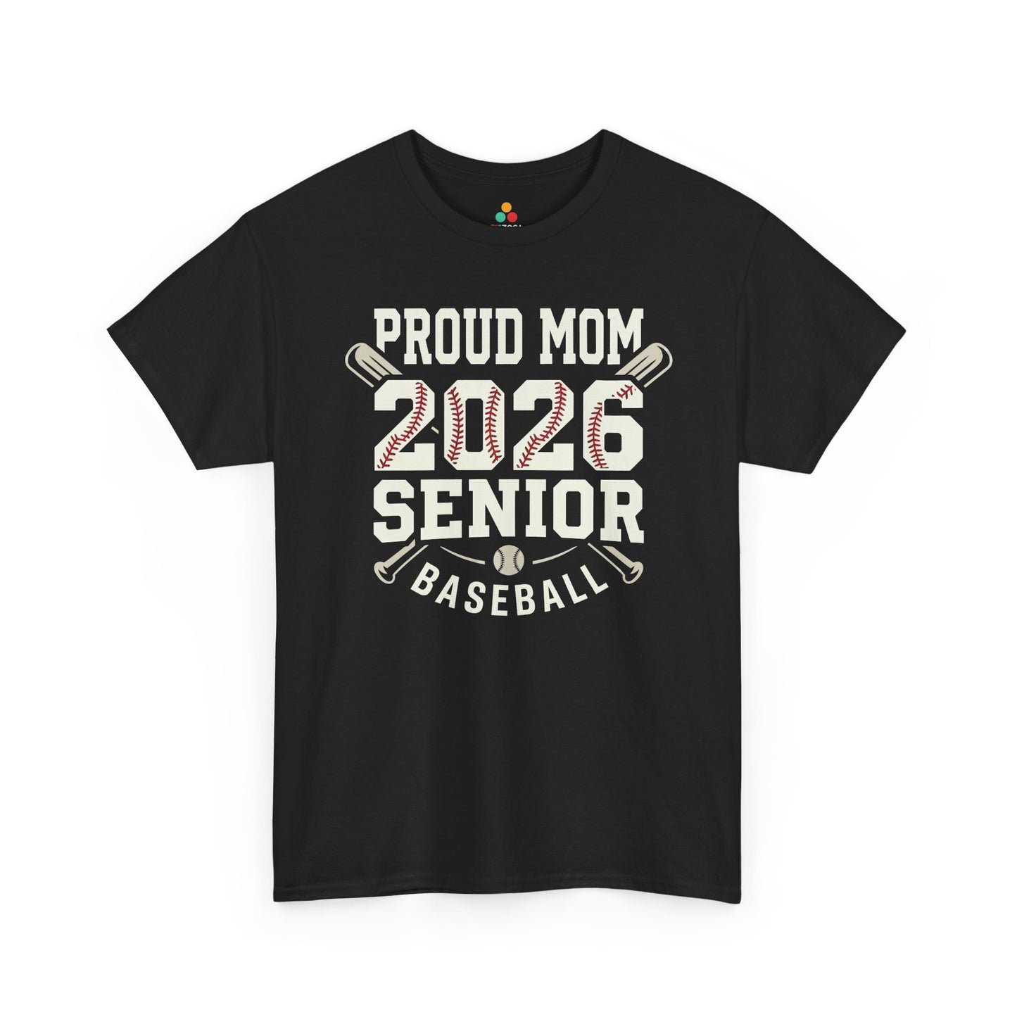 Proud Mom Senior 2026 Baseball Shirt Gift Unisex T-shirt | TEEZOCA Unisex T-shirt with Proud Mom Senior 2026 Baseball Shirt design, varsity lettering, stitched numbers, bats, and baseball graphic.
