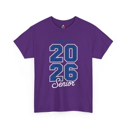 Purple TEEZOCA Class of 2026 blue lettering senior shirt.