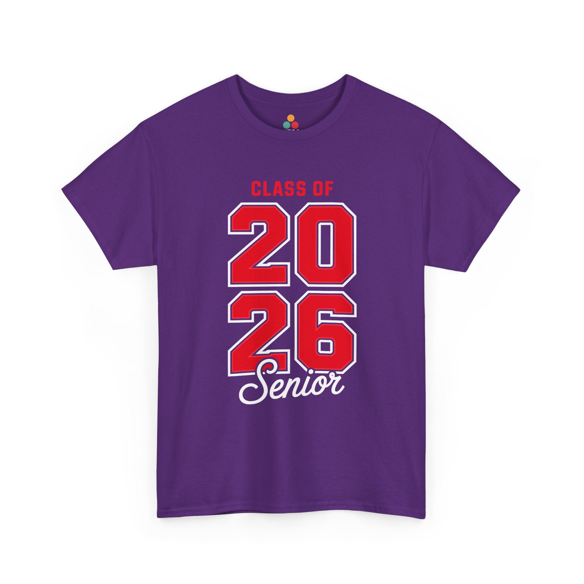 Purple TEEZOCA Class of 2026 red lettering senior shirt