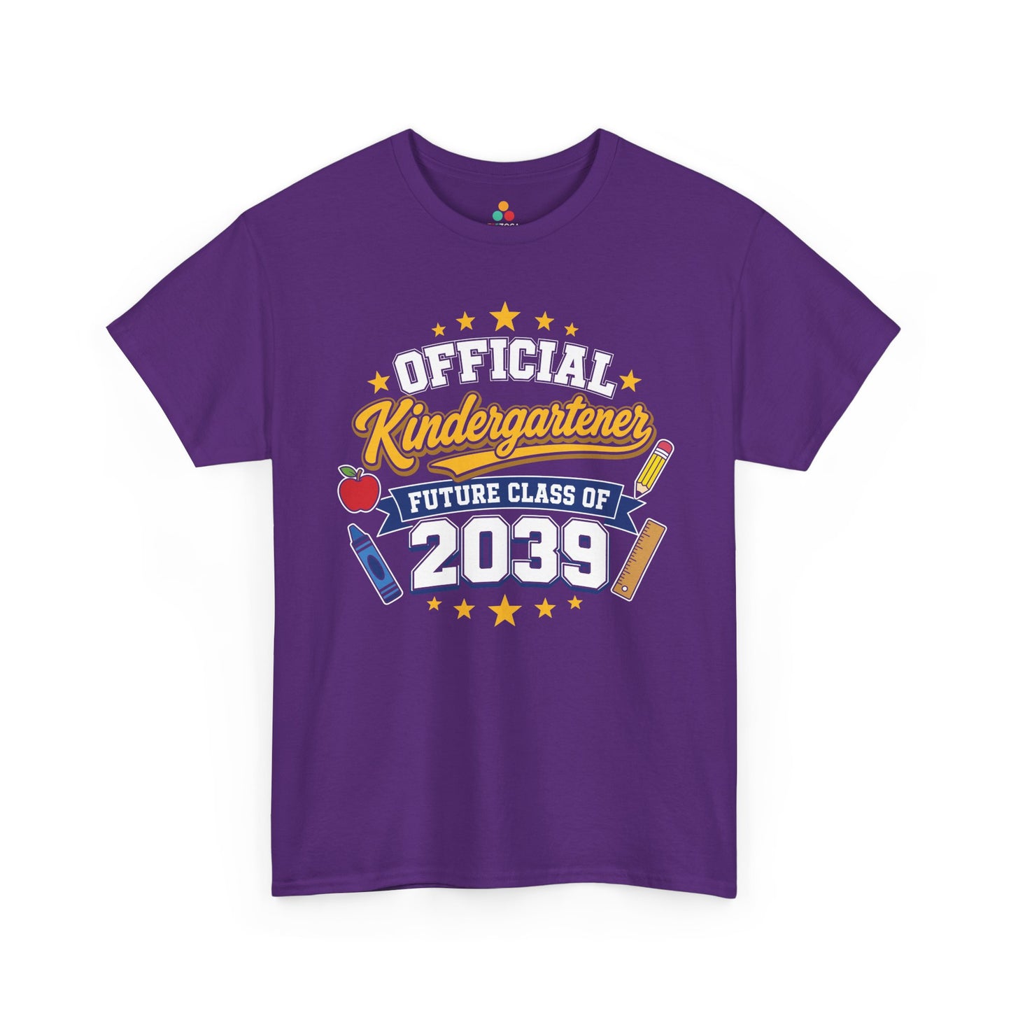 Purple TEEZOCA Future Class of 2039 shirt with stars and a banner, the kind of milestone keepsake tee shoppers find on Amazon and Etsy.

