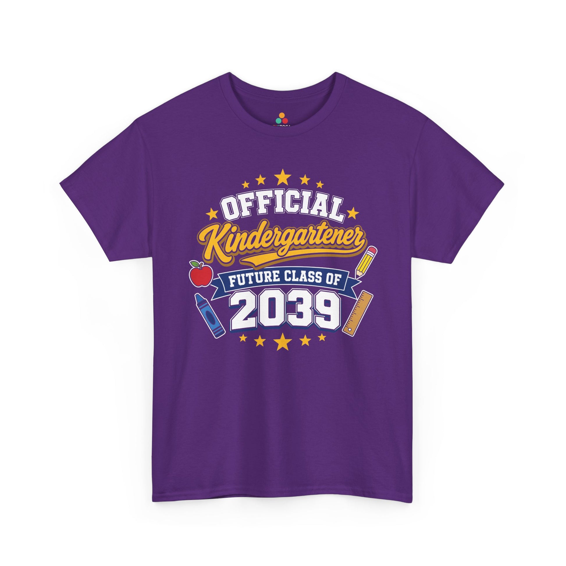 Purple TEEZOCA Future Class of 2039 shirt with stars and a banner, the kind of milestone keepsake tee shoppers find on Amazon and Etsy.

