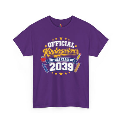 Purple TEEZOCA Future Class of 2039 shirt with stars and a banner, the kind of milestone keepsake tee shoppers find on Amazon and Etsy.

