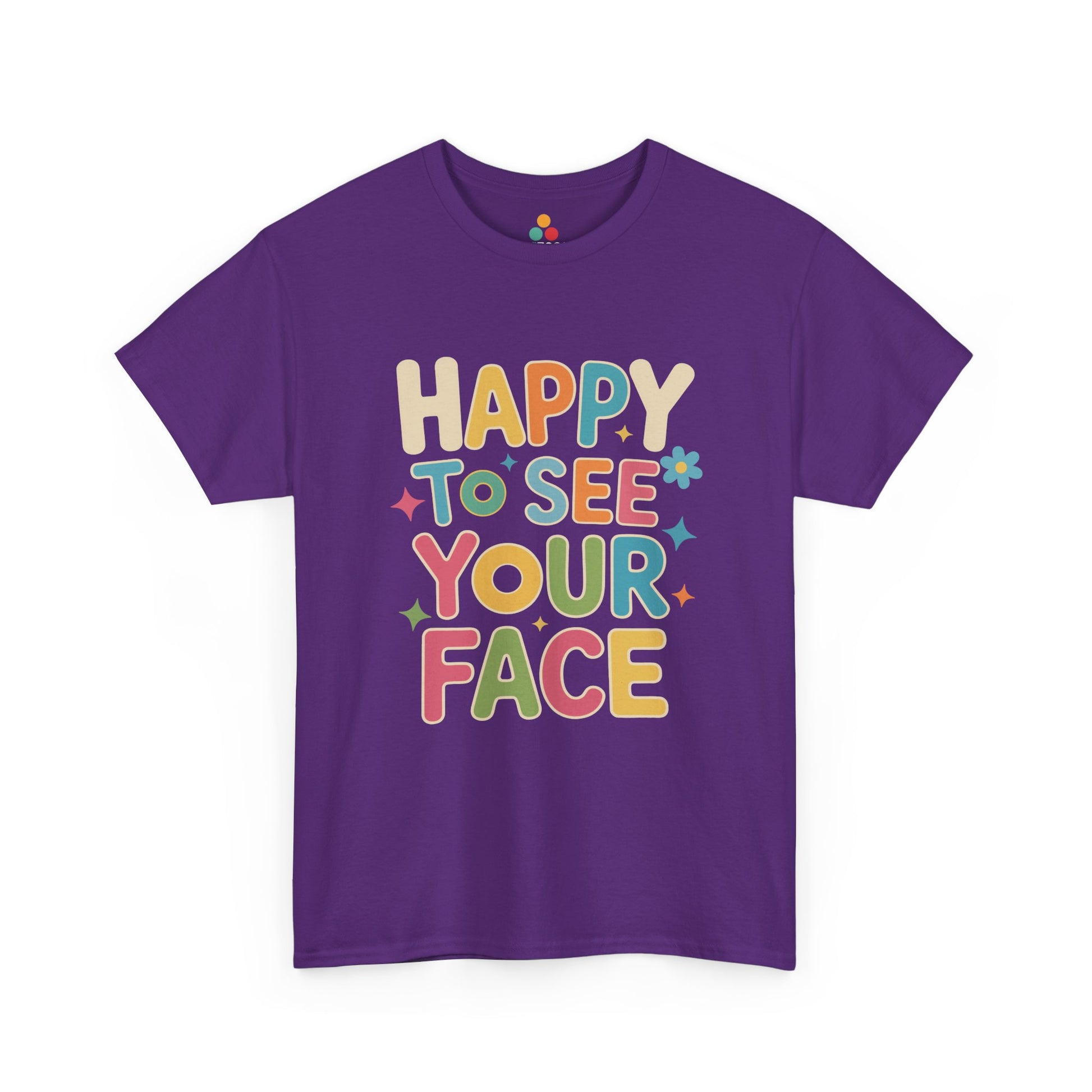 Purple TEEZOCA Happy To See Your Face Cute Teacher T-Shirt – Back To School Gift