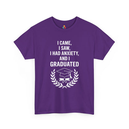 Purple TEEZOCA I Came I Saw I Had Anxiety And I Graduated graduation shirt.