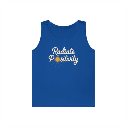 Radiate Positivity Unisex Tank Top for Uplifting Vibes and Everyday Streetwear | TEEZOCA radiate positivity Unisex Tank Top with sun graphic and uplifting message