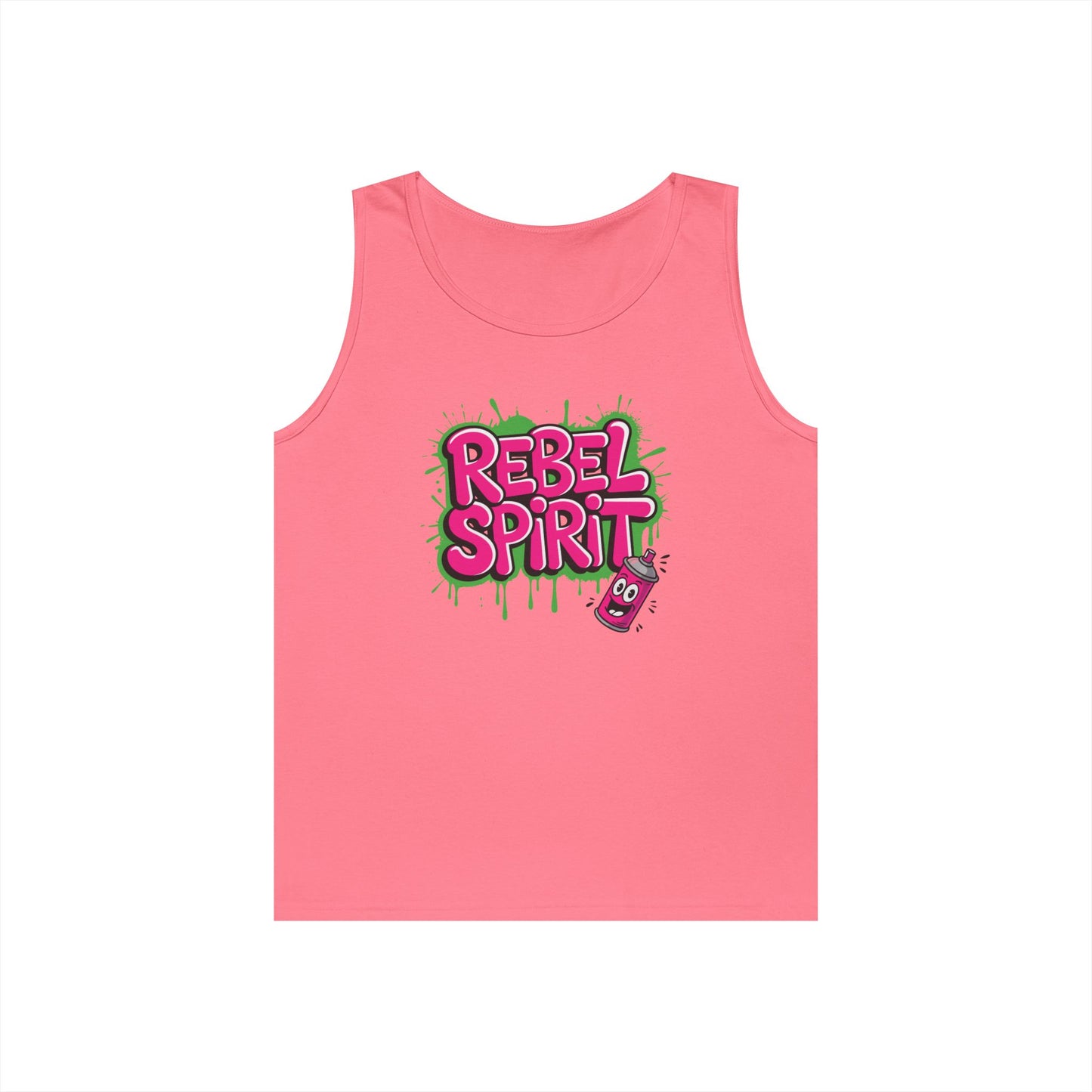 Rebel Spirit Graffiti Bubble Text Unisex Tank Top Streetwear Statement | TEEZOCA 