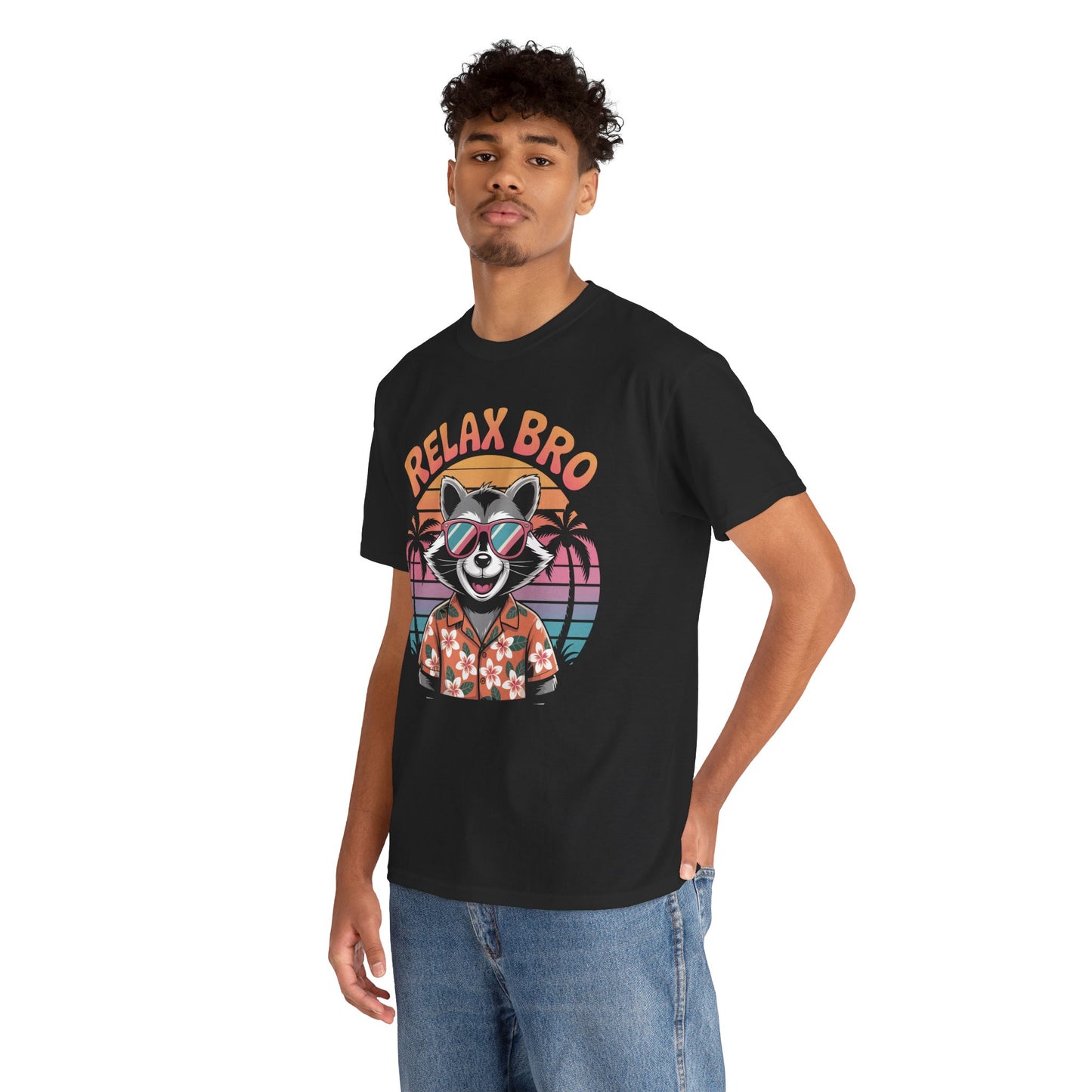 Relax Bro Raccoon Sunset Vibes Unisex T-shirt | TEEZOCA 