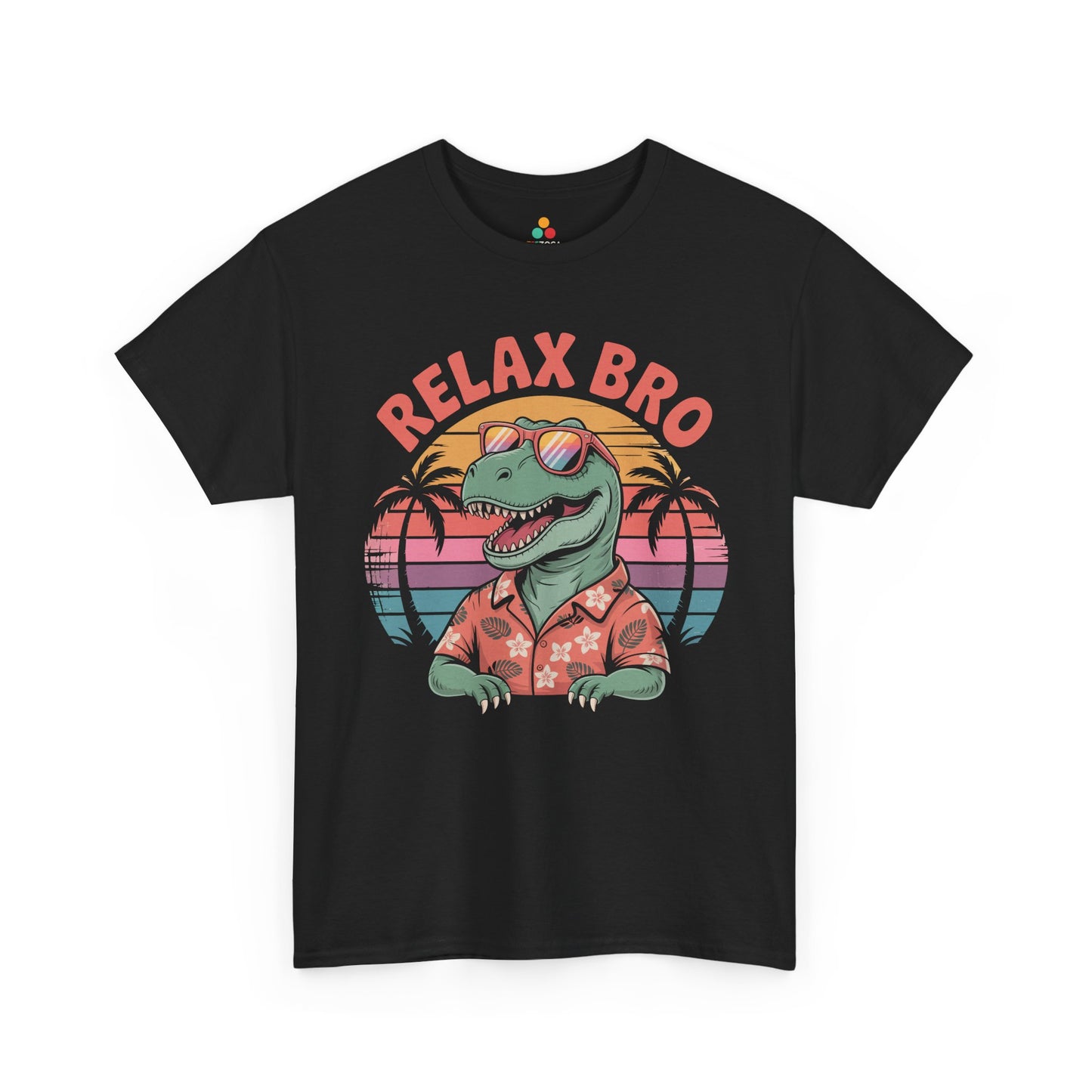 Relax Bro Retro Dinosaur Vacation T‑Shirt | TEEZOCA 