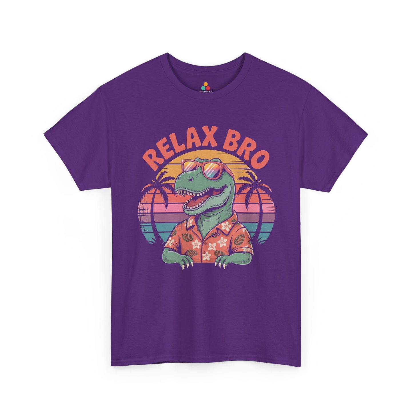Relax Bro Retro Dinosaur Vacation T‑Shirt | TEEZOCA 