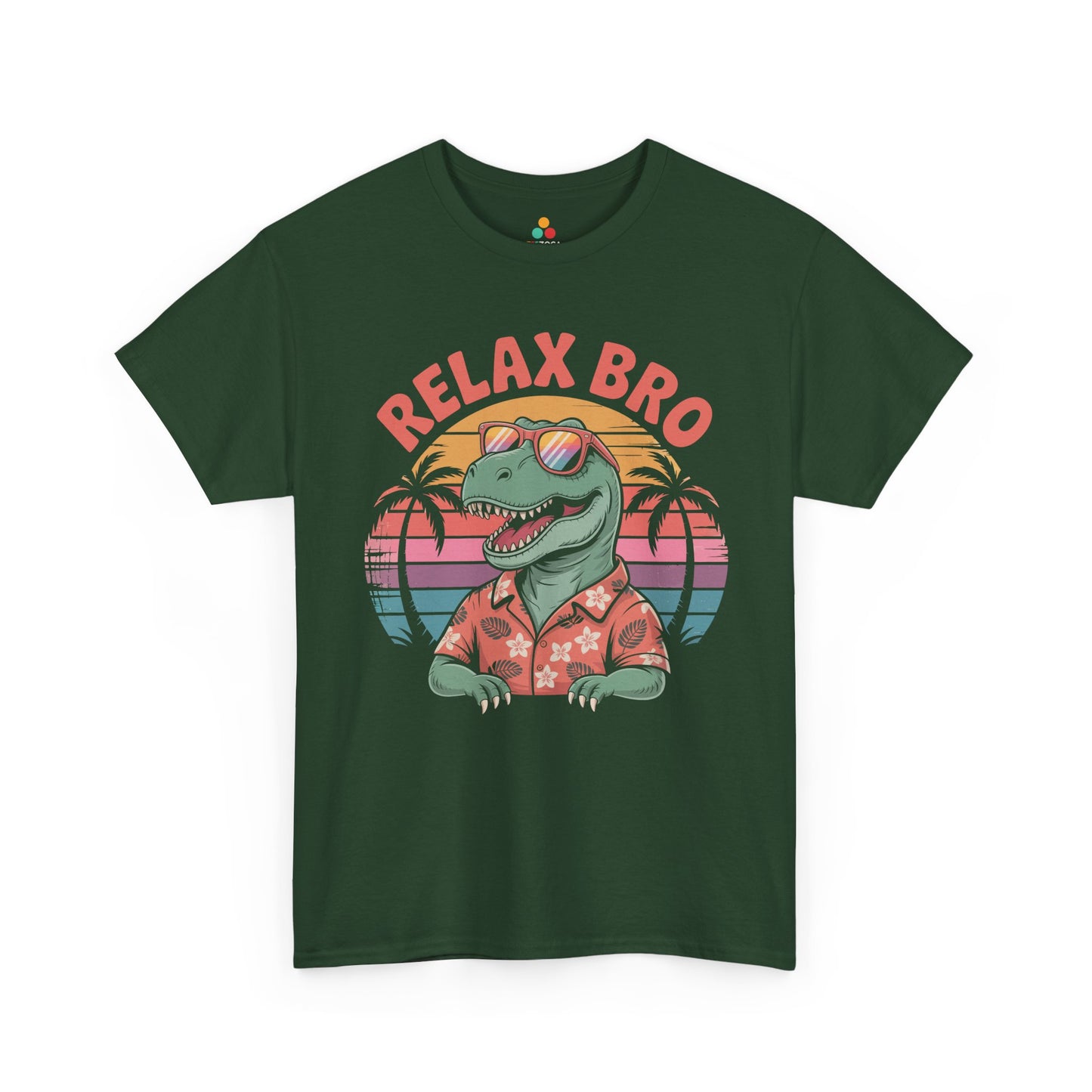 Relax Bro Retro Dinosaur Vacation T‑Shirt | TEEZOCA 