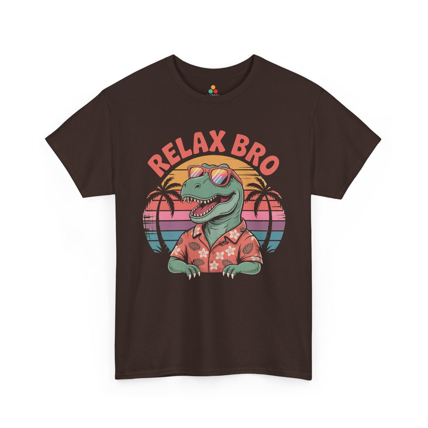 Relax Bro Retro Dinosaur Vacation T‑Shirt | TEEZOCA 