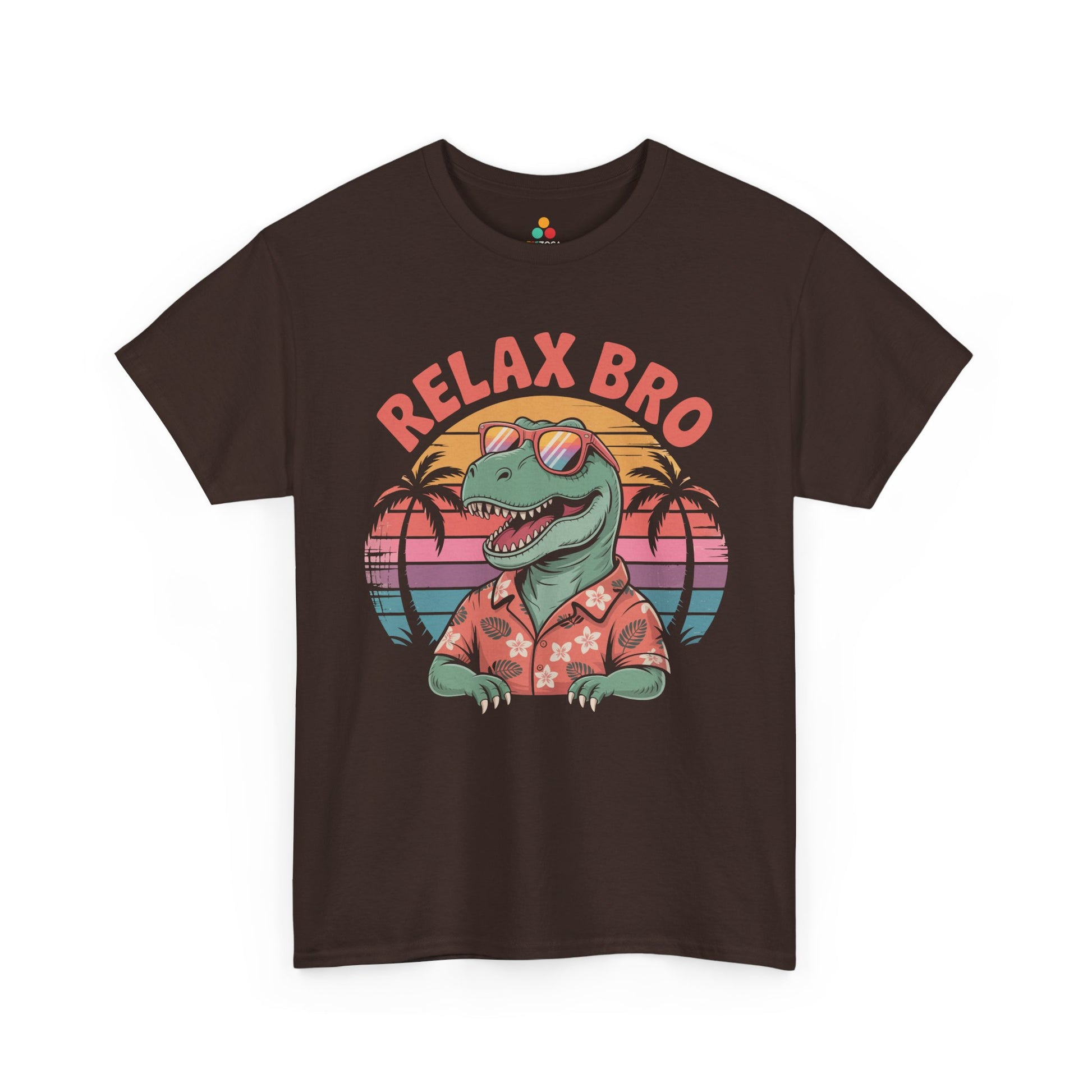 Relax Bro Retro Dinosaur Vacation T‑Shirt | TEEZOCA 
