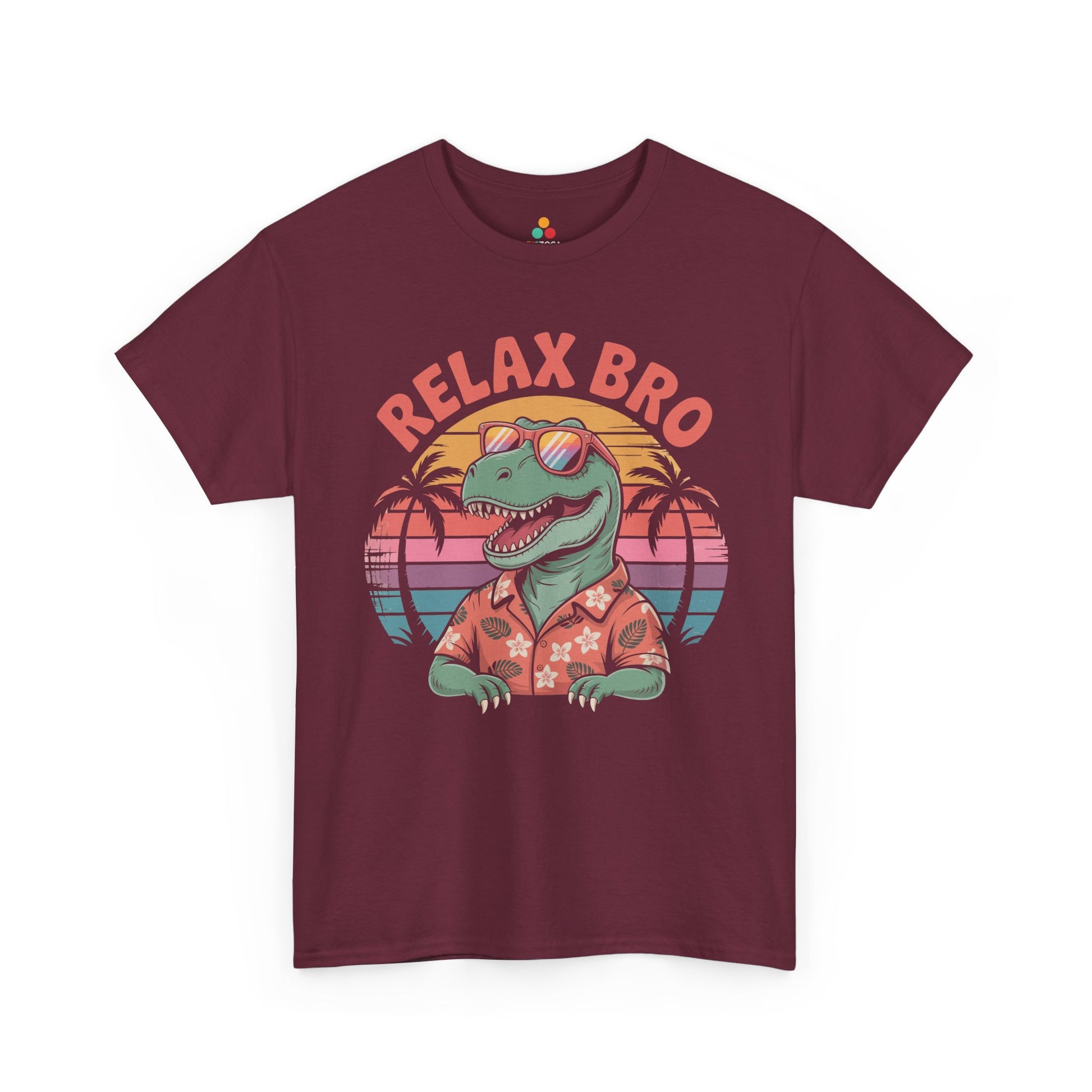 Relax Bro Retro Dinosaur Vacation T‑Shirt | TEEZOCA 
