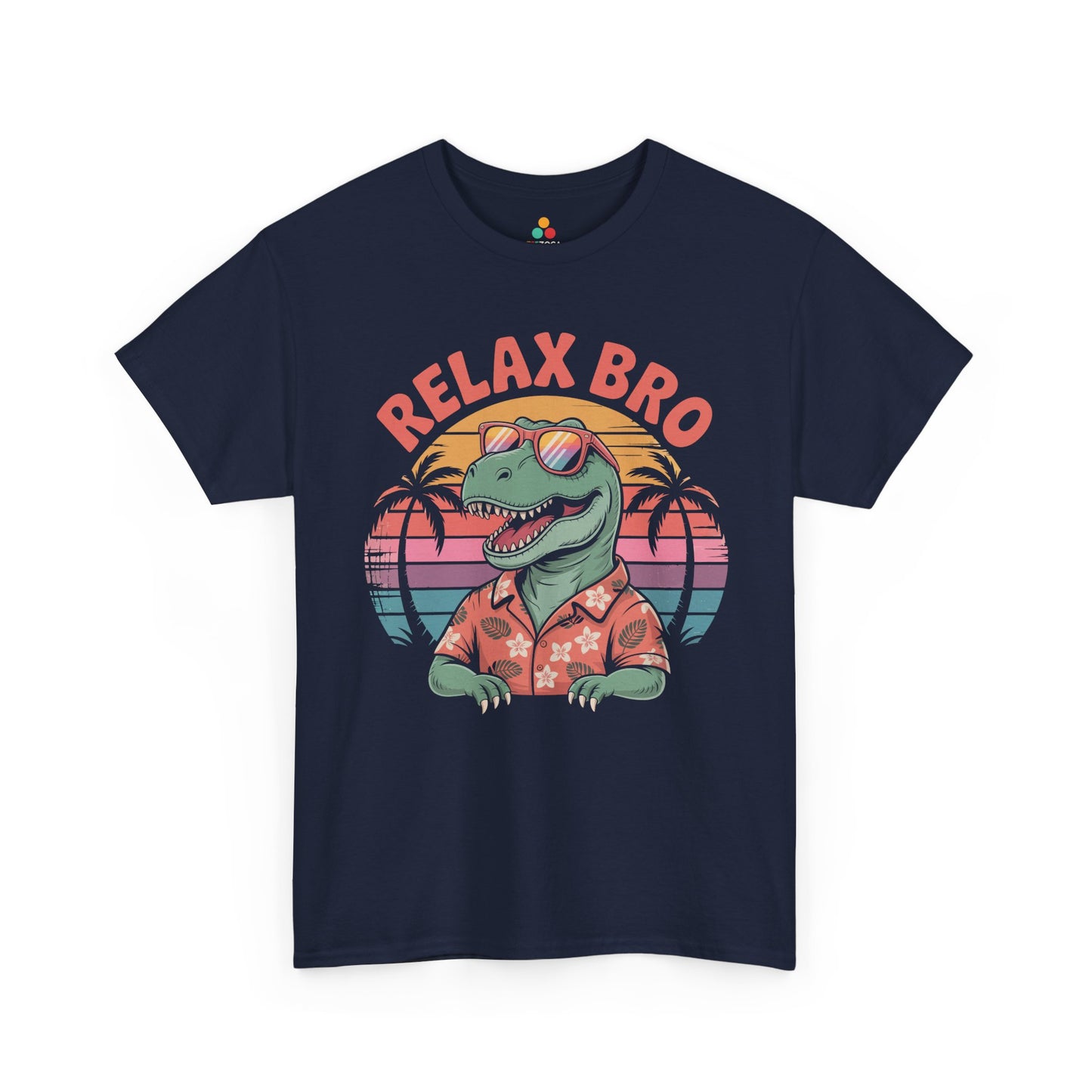Relax Bro Retro Dinosaur Vacation T‑Shirt | TEEZOCA 