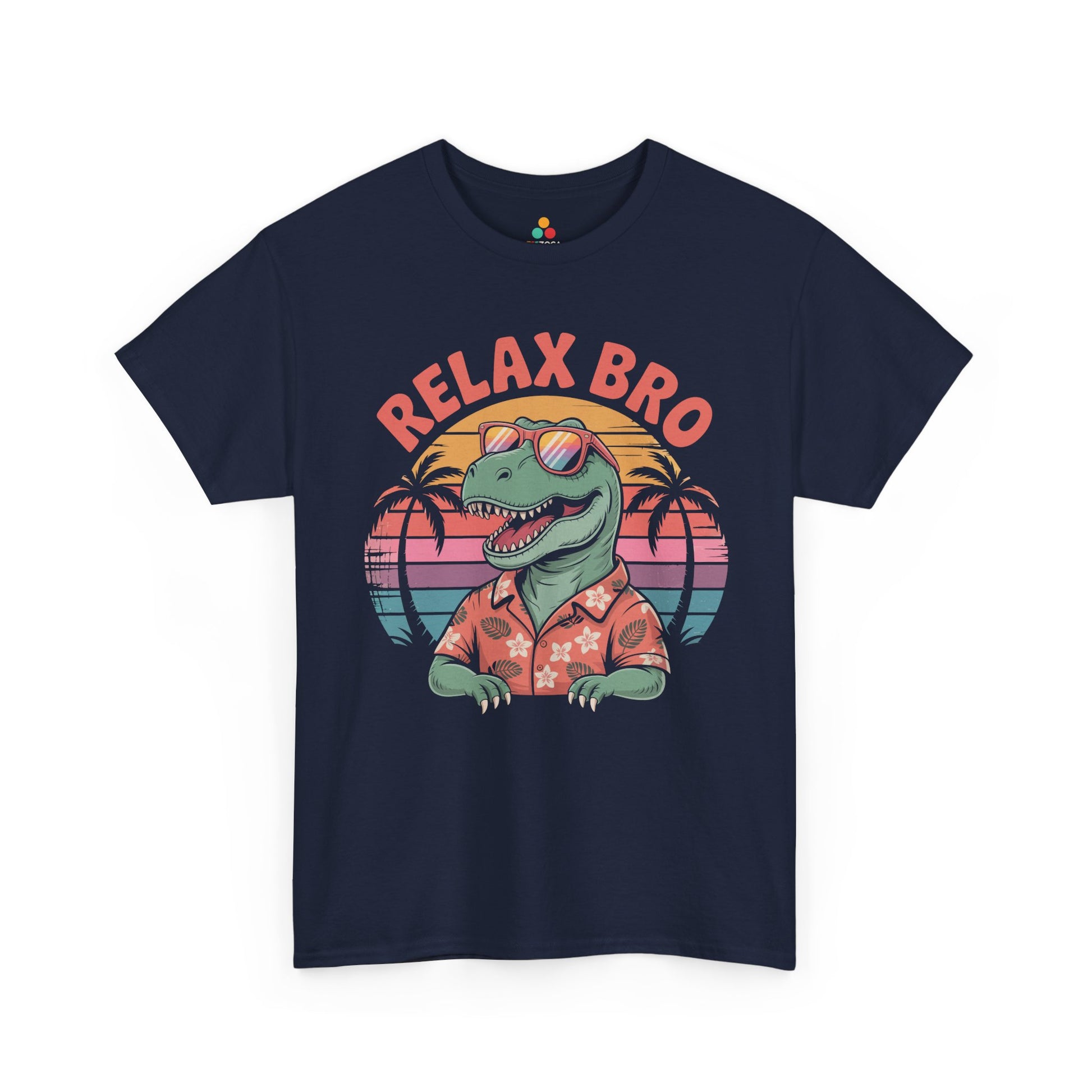 Relax Bro Retro Dinosaur Vacation T‑Shirt | TEEZOCA 