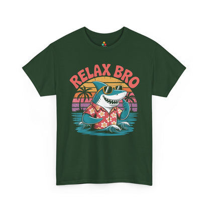 Relax Bro Retro Shark Sunset Vacation Unisex T-shirt | TEEZOCA 