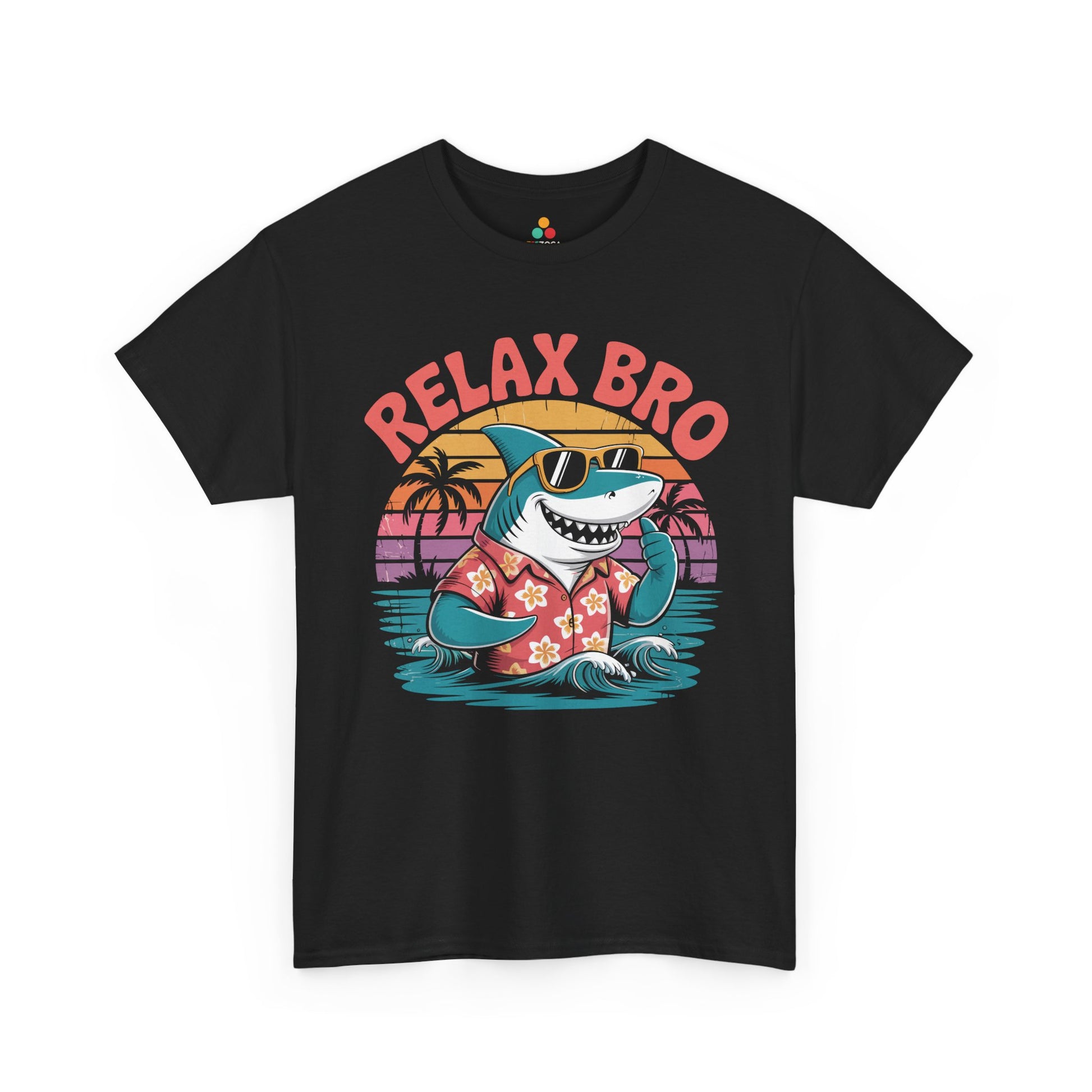 Relax Bro Retro Shark Sunset Vacation Unisex T-shirt | TEEZOCA 