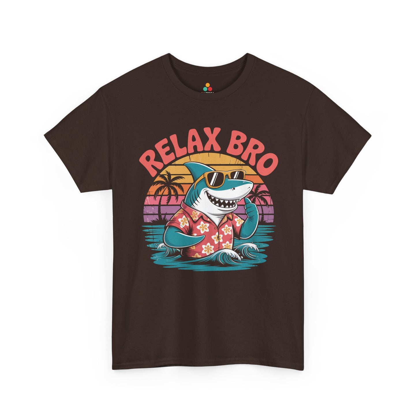 Relax Bro Retro Shark Sunset Vacation Unisex T-shirt | TEEZOCA 