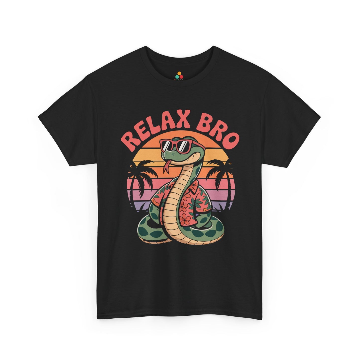 Relax Bro Snake Retro Sunset Palm Graphic T-Shirt | TEEZOCA 