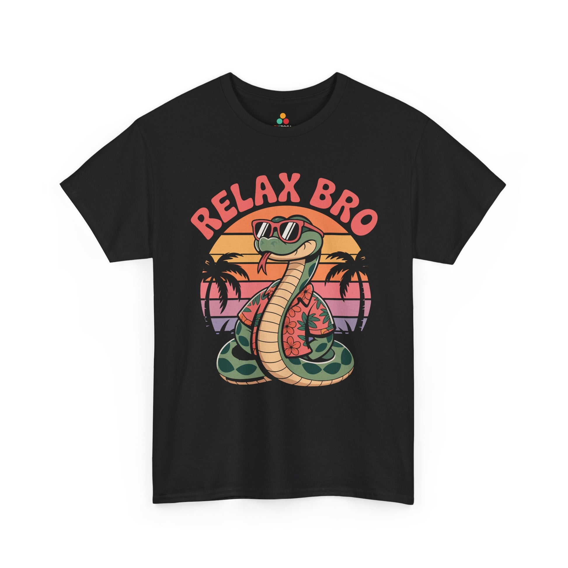 Relax Bro Snake Retro Sunset Palm Graphic T-Shirt | TEEZOCA 