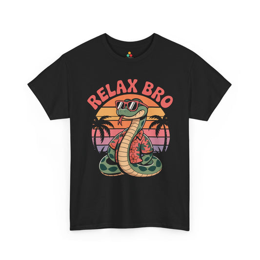 Relax Bro Snake Retro Sunset Palm Graphic T-Shirt | TEEZOCA 