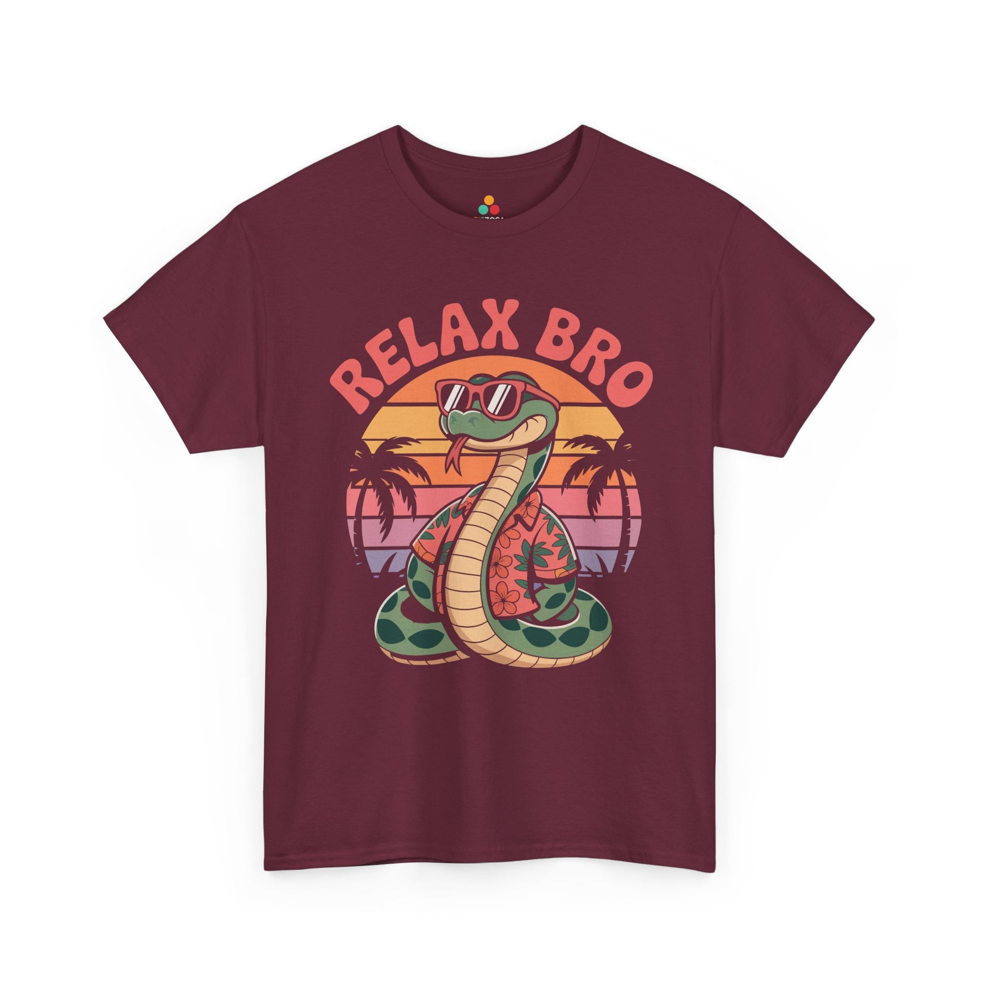 Relax Bro Snake Retro Sunset Palm Graphic T-Shirt | TEEZOCA 