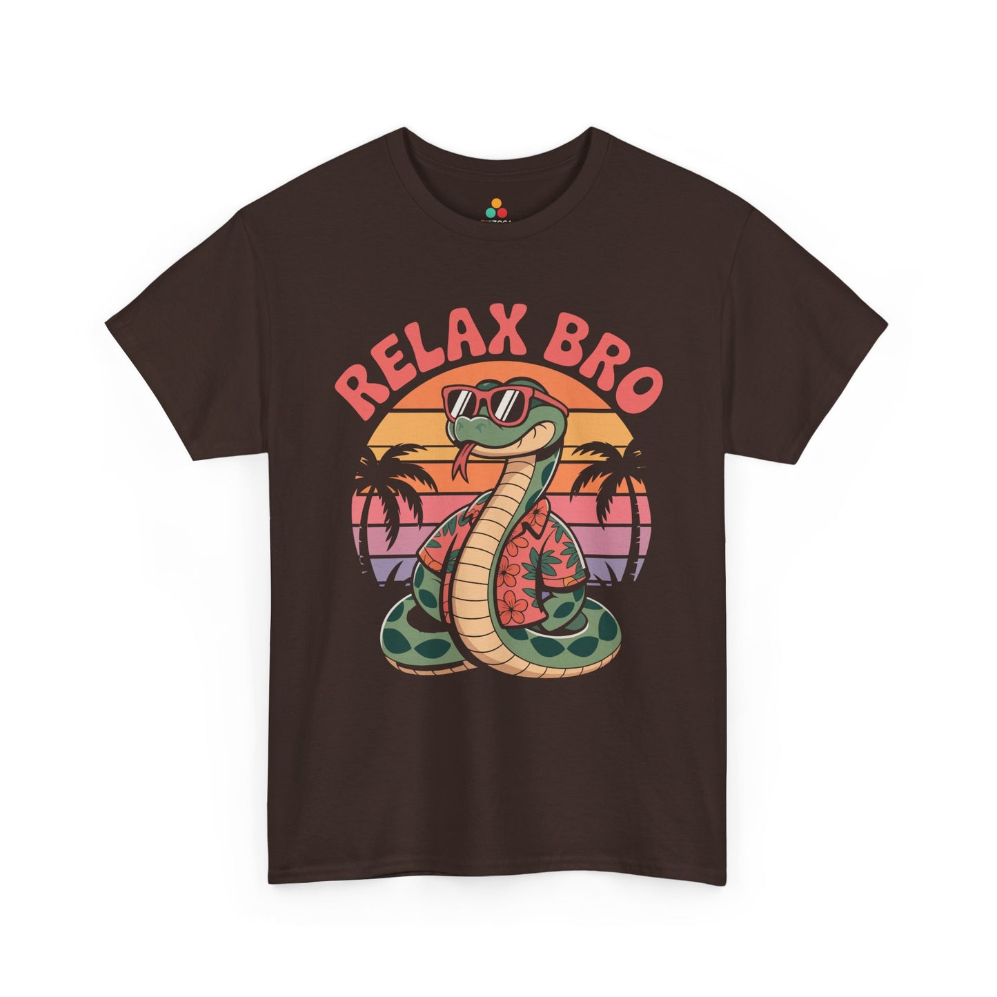 Relax Bro Snake Retro Sunset Palm Graphic T-Shirt | TEEZOCA 