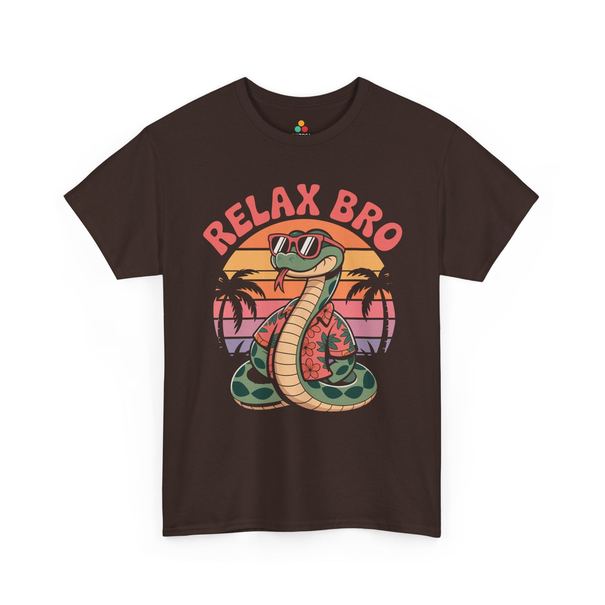 Relax Bro Snake Retro Sunset Palm Graphic T-Shirt | TEEZOCA 
