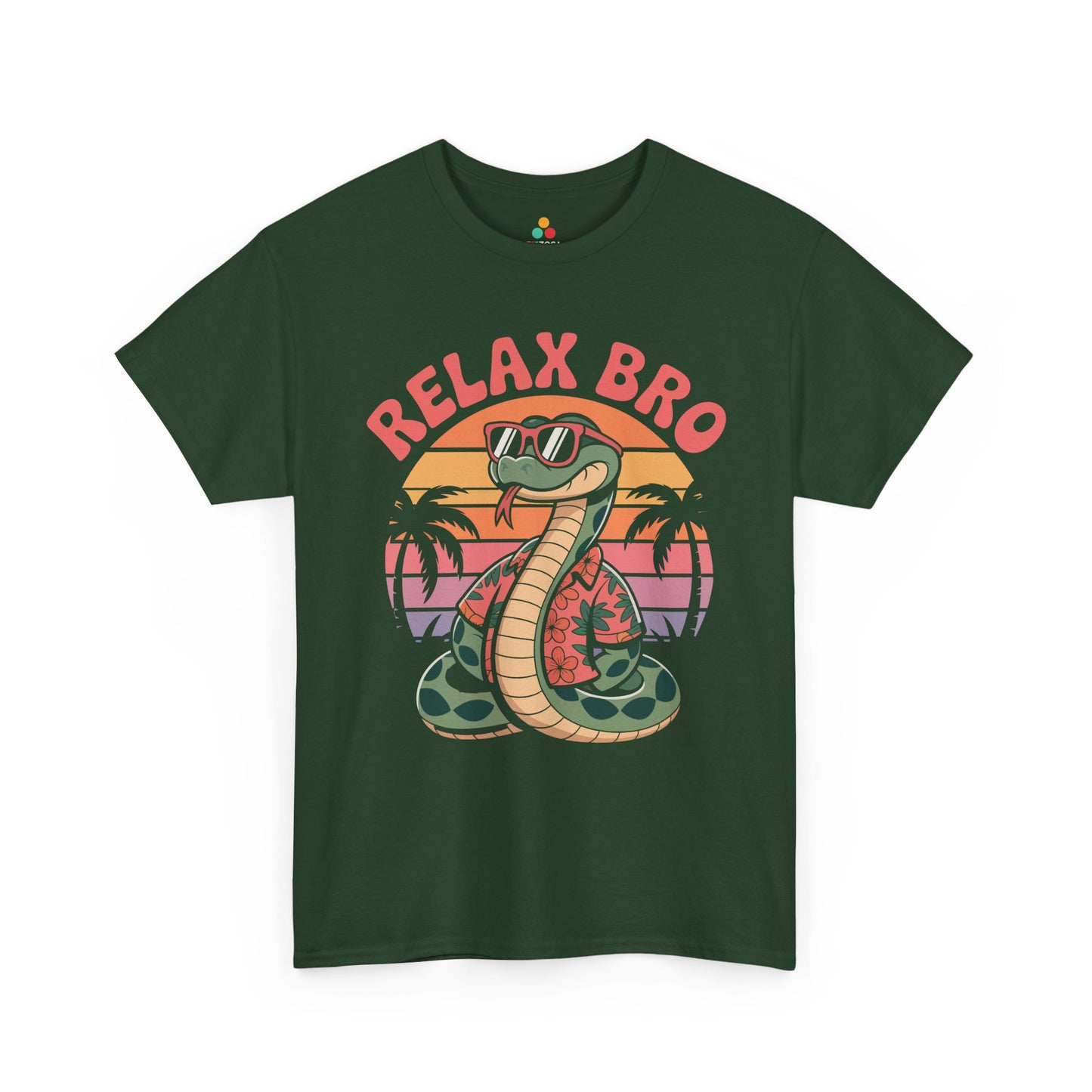 Relax Bro Snake Retro Sunset Palm Graphic T-Shirt | TEEZOCA 