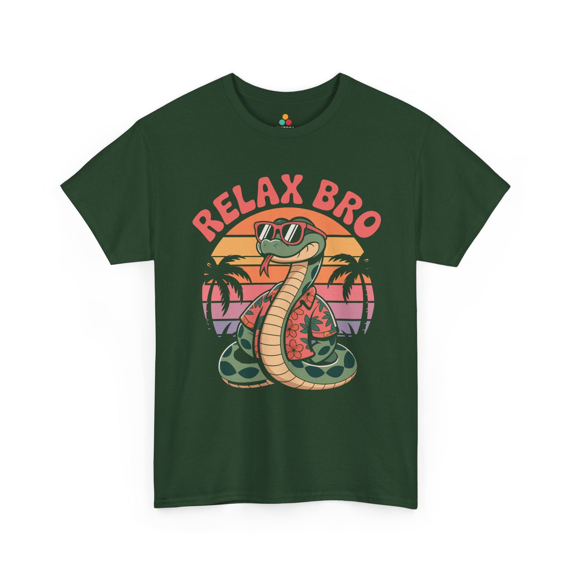 Relax Bro Snake Retro Sunset Palm Graphic T-Shirt | TEEZOCA 