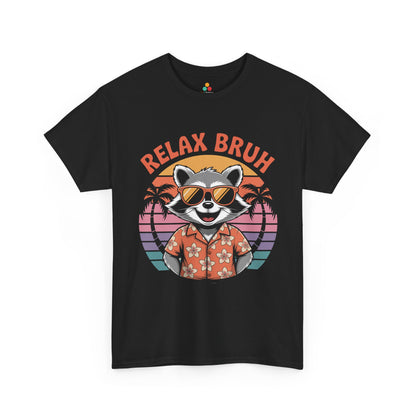 Relax Bruh Raccoon Retro Sunset Vacation T-Shirt | TEEZOCA 