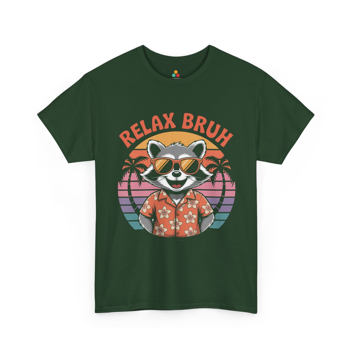 Relax Bruh Raccoon Retro Sunset Vacation T-Shirt | TEEZOCA 