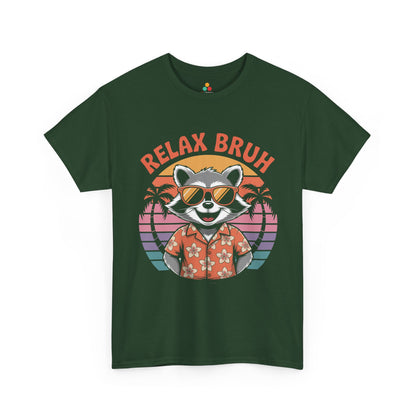Relax Bruh Raccoon Retro Sunset Vacation T-Shirt | TEEZOCA 