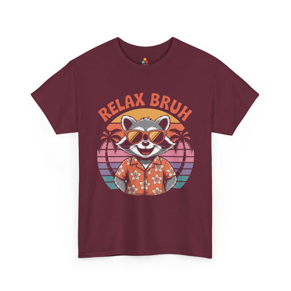 Relax Bruh Raccoon Retro Sunset Vacation T-Shirt | TEEZOCA 