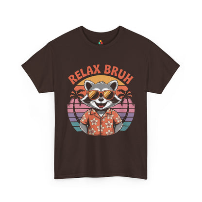 Relax Bruh Raccoon Retro Sunset Vacation T-Shirt | TEEZOCA 