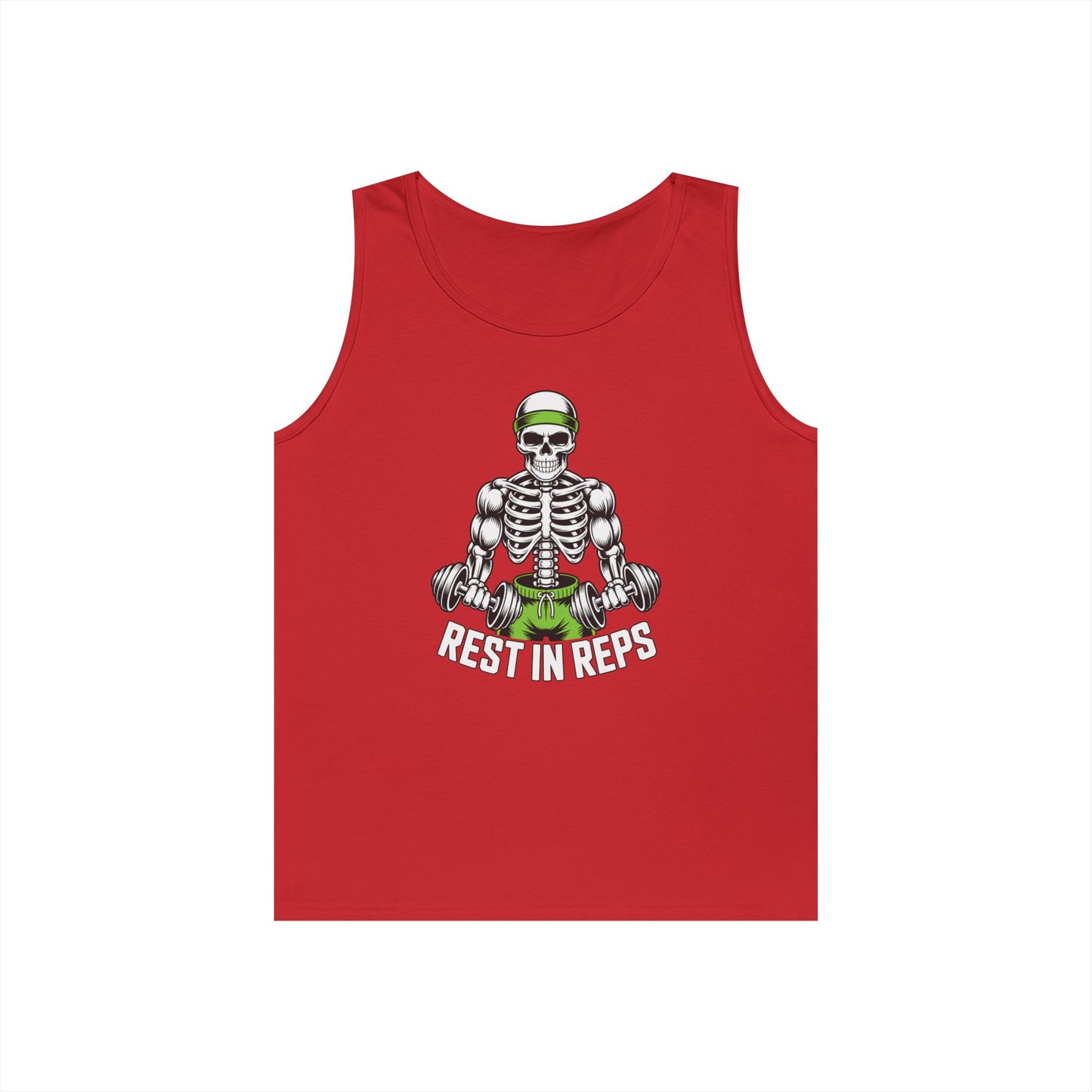 Rest In Reps Skull Gym Graphic Unisex Tank Top for Lifters and Hustlers | TEEZOCA 