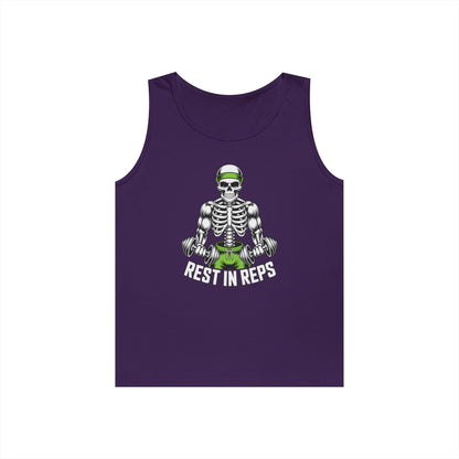 Rest In Reps Skull Gym Graphic Unisex Tank Top for Lifters and Hustlers | TEEZOCA 