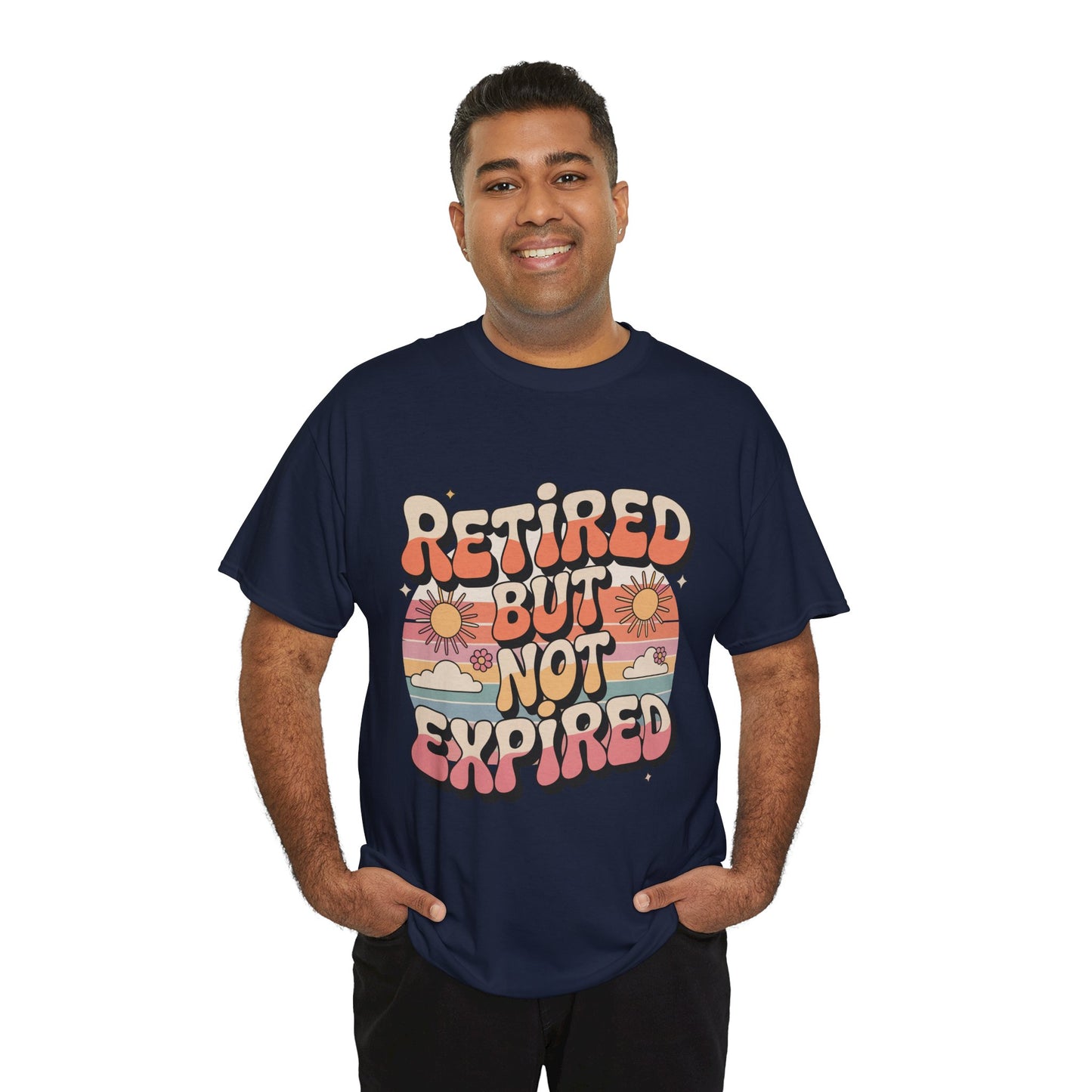 Retired But Not Expired Retro Groovy Typography Unisex T-shirt | TEEZOCA 