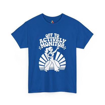 Retro graphic tee from TEEZOCA for women with vintage teacher shirt style, coffee detail, and bold white lettering.
