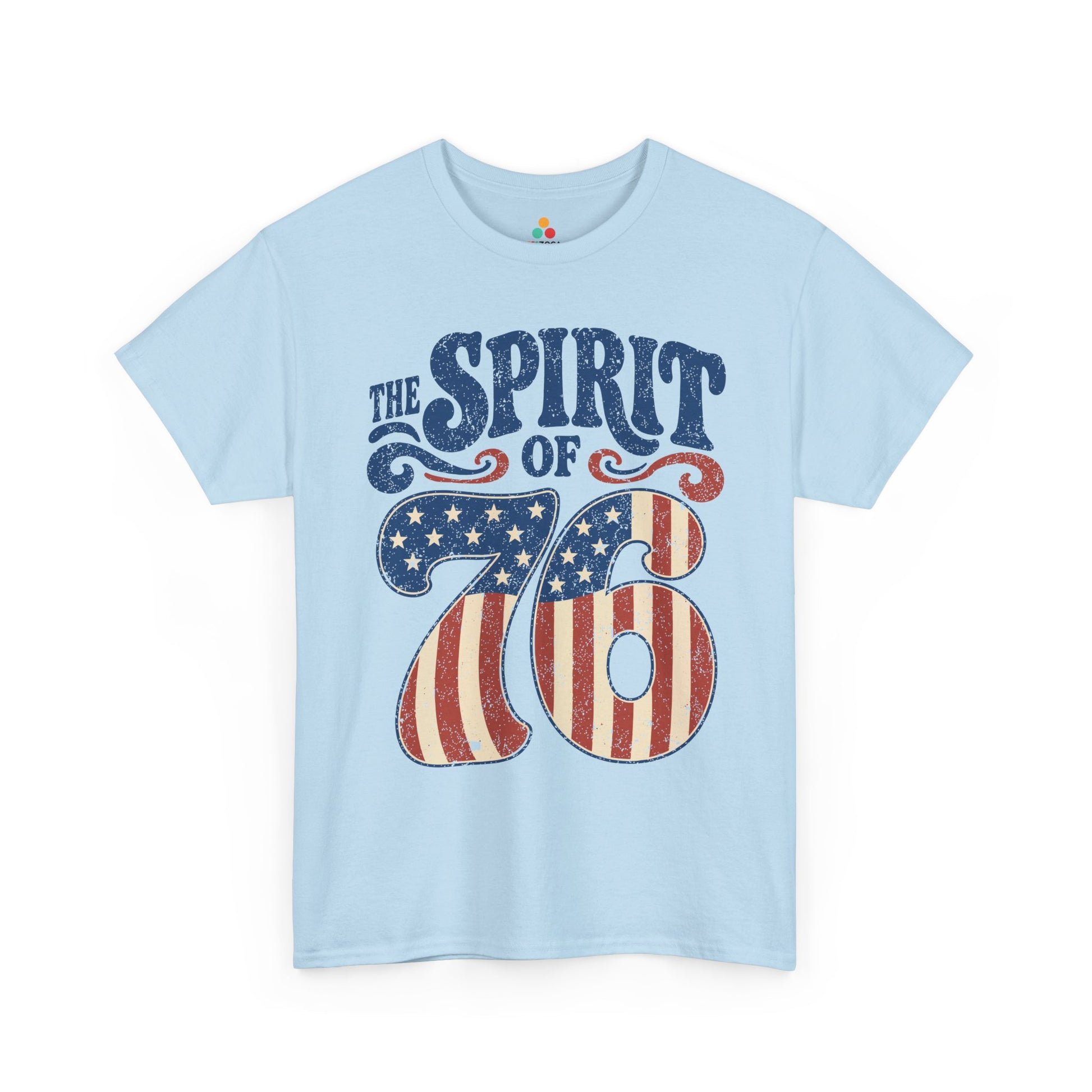 Retro patriotic shirt style TEEZOCA T-shirt with vintage American graphic tee lettering and bold Spirit of 1776 energy.

