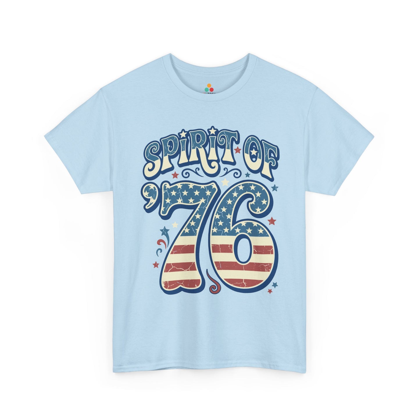 Revolutionary War Shirt Spirit of 76 Vintage Americana T-shirt Gift | TEEZOCA revolutionary war shirt T-shirt with distressed Spirit of 76 lettering, stars, stripes, and vintage Americana style.
