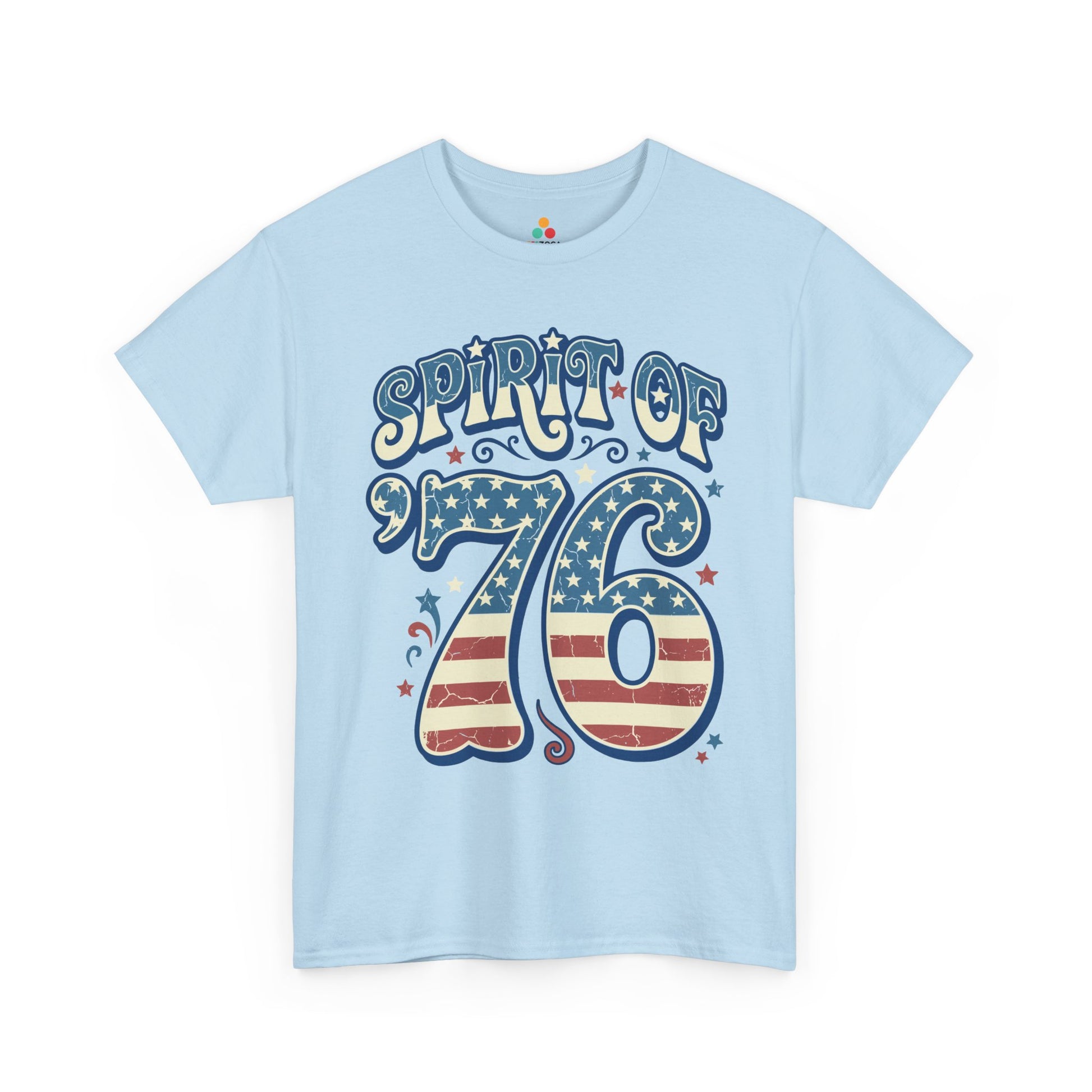 Revolutionary War Shirt Spirit of 76 Vintage Americana T-shirt Gift | TEEZOCA revolutionary war shirt T-shirt with distressed Spirit of 76 lettering, stars, stripes, and vintage Americana style.
