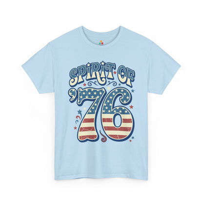 Revolutionary War Shirt Spirit of 76 Vintage Americana T-shirt Gift | TEEZOCA revolutionary war shirt T-shirt with distressed Spirit of 76 lettering, stars, stripes, and vintage Americana style.

