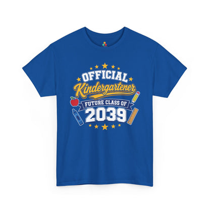 Royal blue TEEZOCA Future Class of 2039 shirt, a matching family keepsake tee for a new kindergartener's first day.

