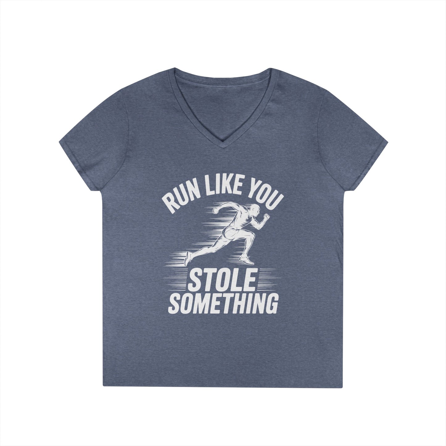 Run Like You Stole Something Funny Running V-Neck T-Shirt | TEEZOCA 