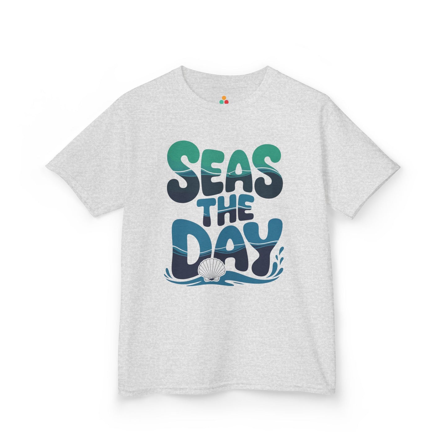 Seas The Day Ocean Wave Graphic Kids T-shirt | TEEZOCA blue sea inspired design Kids shirt